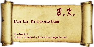 Barta Krizosztom névjegykártya